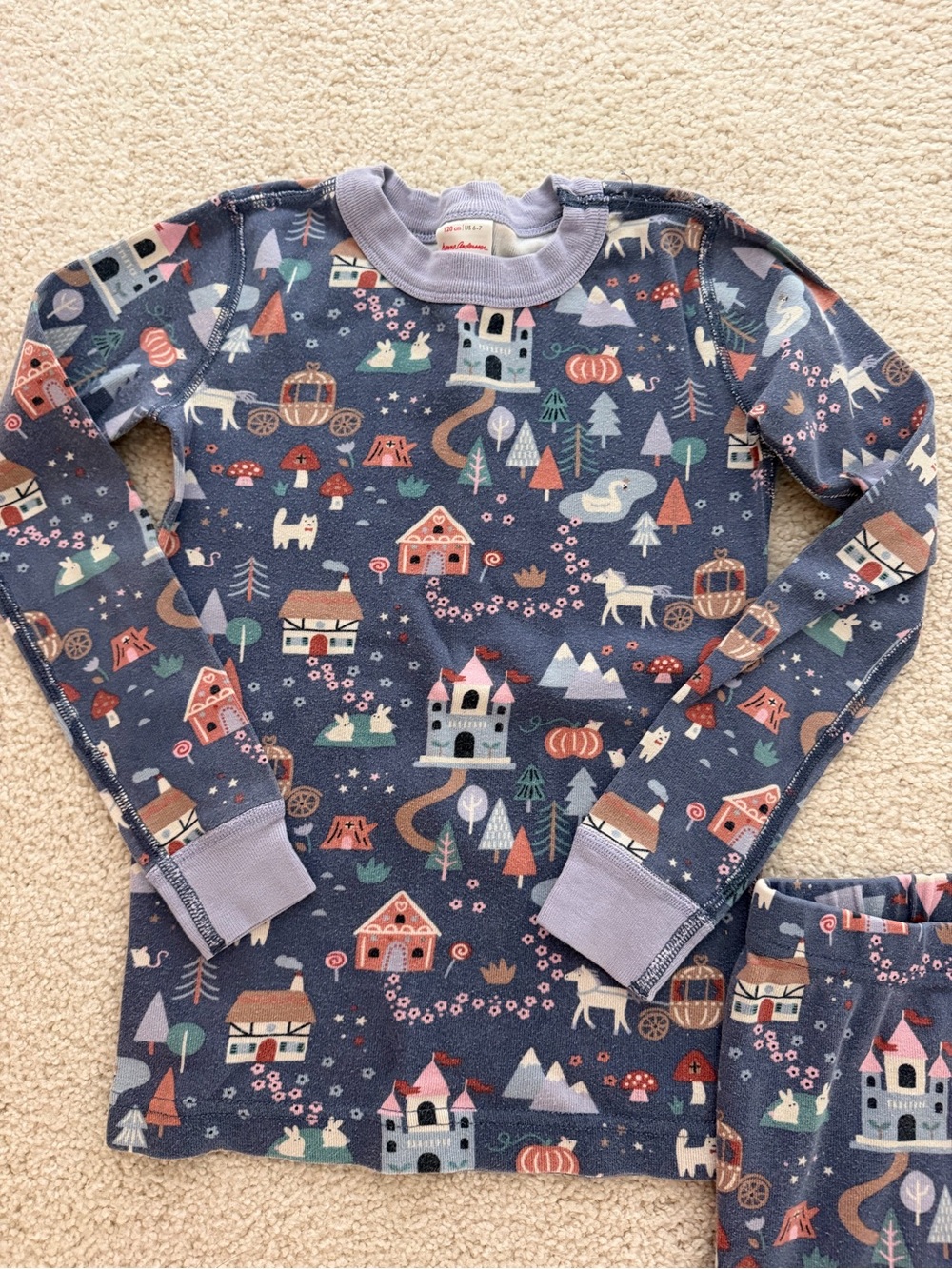Hanna Andersson Navy Castle & Village Print Pajama Set